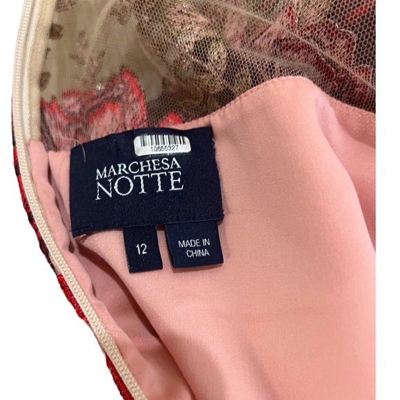 Marchesa Notte Rose Throw Floral Red Pink Tulle Embroidered Dress Size 12 Love - Picture 8 of 16